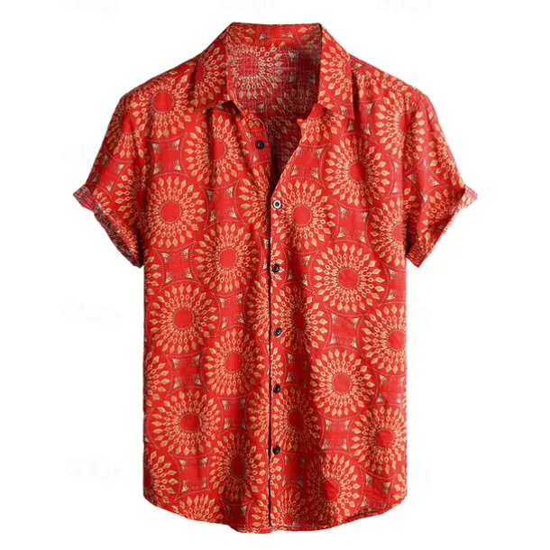 Retro Vintage Boho 1970s Shirt Hawaiian Shirts Hippie Tribal Ethnic African Pattern Fancy Dress Men's Halloween Carnival Music Festival Beach Vacation Wear Retro Theme Party Adults' Shirt