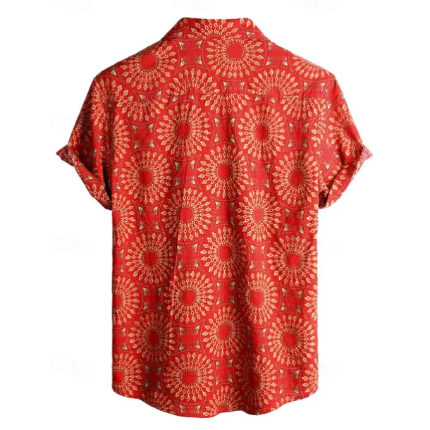 Retro Vintage Boho 1970s Shirt Hawaiian Shirts Hippie Tribal Ethnic African Pattern Fancy Dress Men's Halloween Carnival Music Festival Beach Vacation Wear Retro Theme Party Adults' Shirt