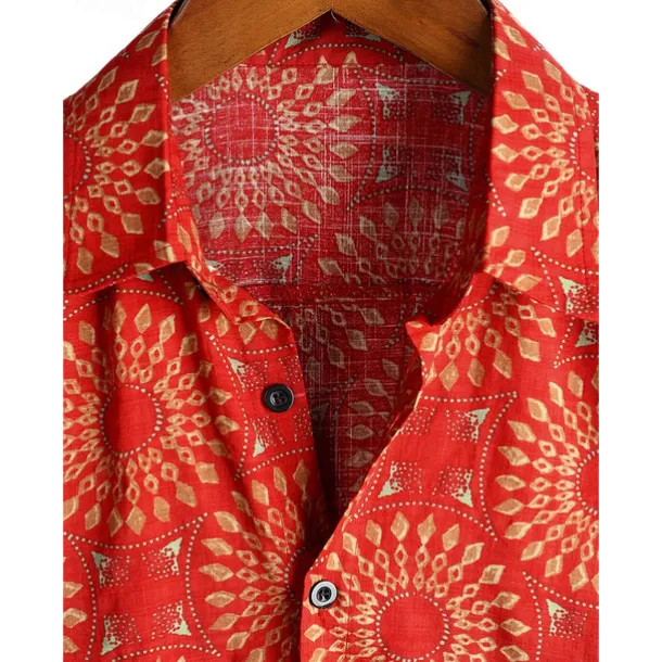 Retro Vintage Boho 1970s Shirt Hawaiian Shirts Hippie Tribal Ethnic African Pattern Fancy Dress Men's Halloween Carnival Music Festival Beach Vacation Wear Retro Theme Party Adults' Shirt