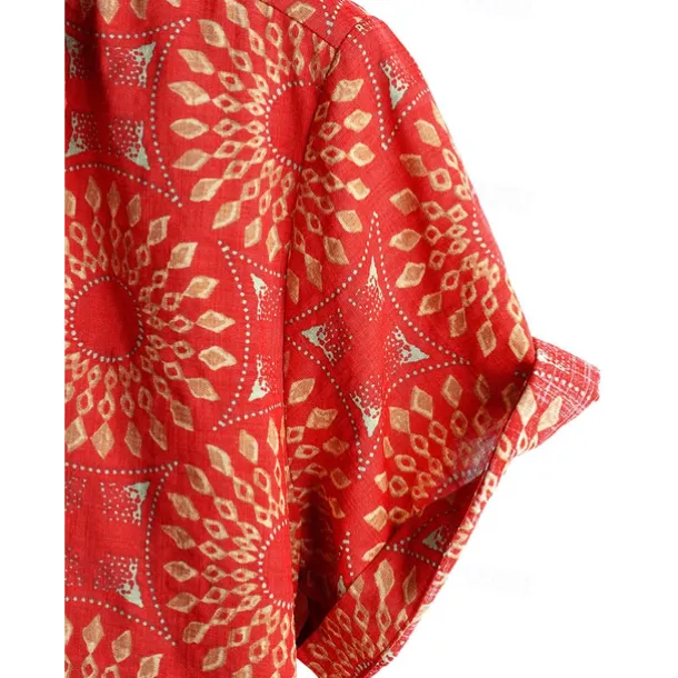 Retro Vintage Boho 1970s Shirt Hawaiian Shirts Hippie Tribal Ethnic African Pattern Fancy Dress Men's Halloween Carnival Music Festival Beach Vacation Wear Retro Theme Party Adults' Shirt