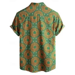 Retro Vintage Boho 1970s Shirt Hawaiian Shirts Hippie Tribal Ethnic African Pattern Fancy Dress Men's Halloween Carnival Music Festival Beach Vacation Wear Retro Theme Party Adults' Shirt