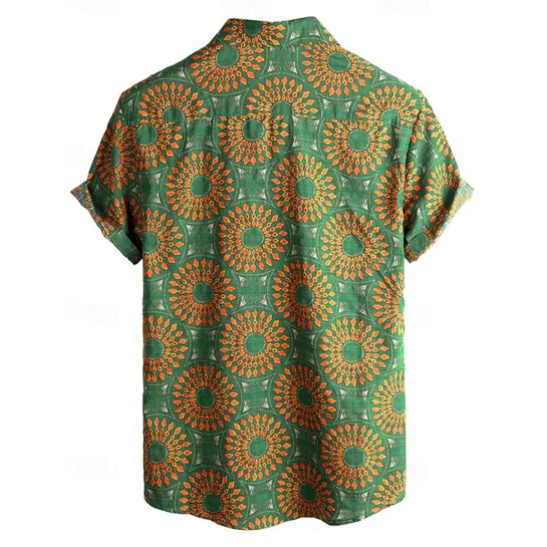 Retro Vintage Boho 1970s Shirt Hawaiian Shirts Hippie Tribal Ethnic African Pattern Fancy Dress Men's Halloween Carnival Music Festival Beach Vacation Wear Retro Theme Party Adults' Shirt