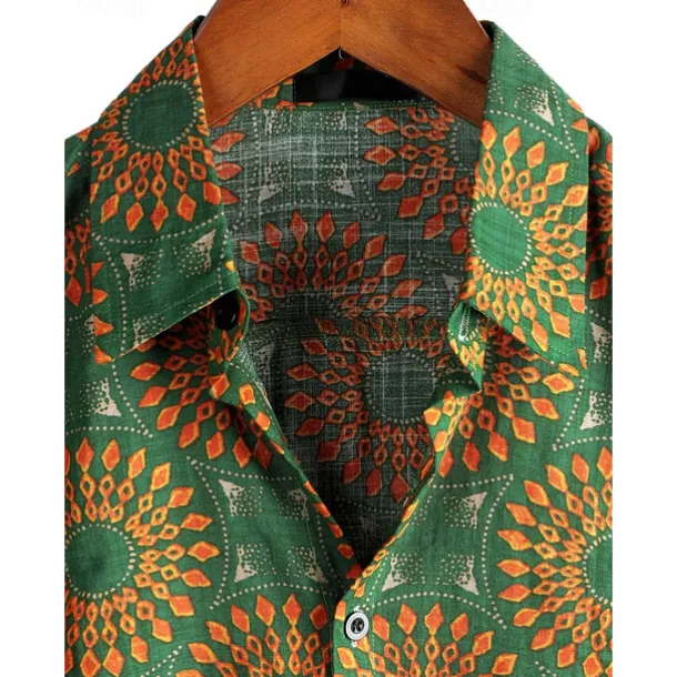 Retro Vintage Boho 1970s Shirt Hawaiian Shirts Hippie Tribal Ethnic African Pattern Fancy Dress Men's Halloween Carnival Music Festival Beach Vacation Wear Retro Theme Party Adults' Shirt