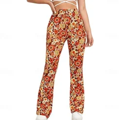 Retro Vintage Boho 1970s Trousers Bell Bottom Pants Flared Trousers Wide Leg Pants Hippie Women's Pride Parade Pride Month Adults' Pants
