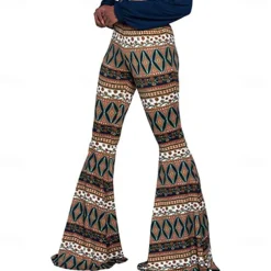 Retro Vintage Boho 1970s Trousers Bell Bottom Pants Flared Trousers Wide Leg Pants Hippie Women's Pride Parade Pride Month Adults' Pants