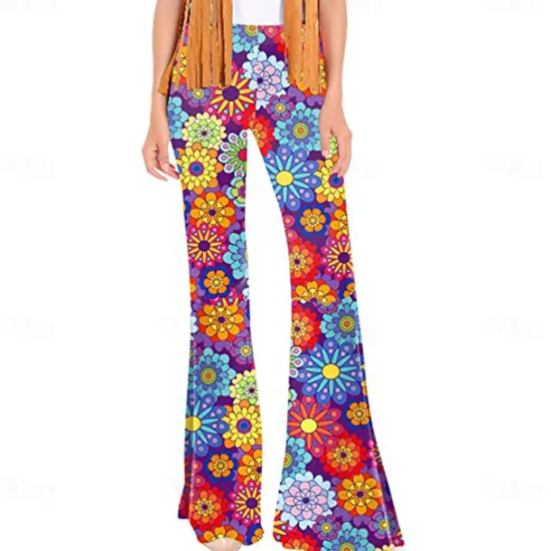 Retro Vintage Boho 1970s Trousers Bell Bottom Pants Flared Trousers Wide Leg Pants Hippie Women's Pride Parade Pride Month Adults' Pants