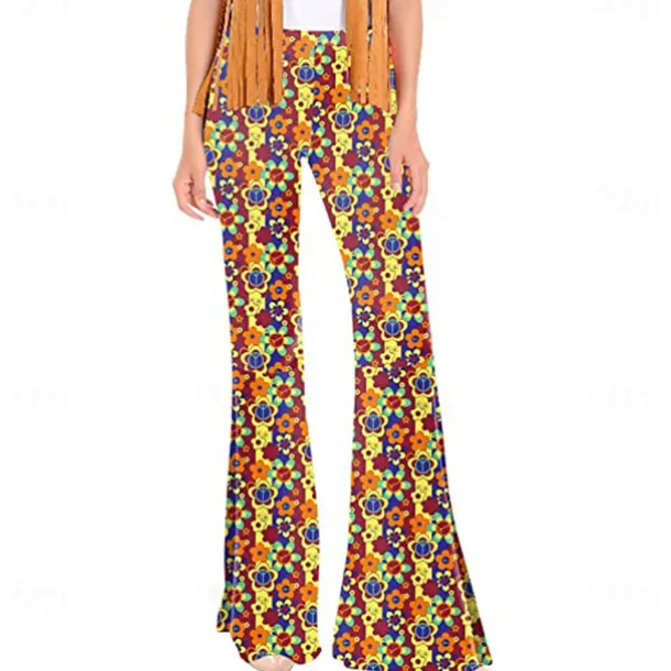Retro Vintage Boho 1970s Trousers Bell Bottom Pants Flared Trousers Wide Leg Pants Hippie Women's Pride Parade Pride Month Adults' Pants