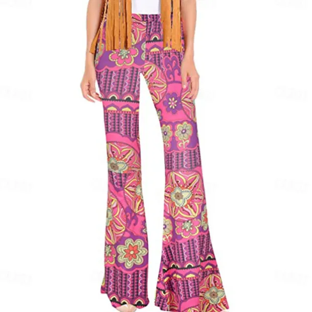 Retro Vintage Boho 1970s Trousers Bell Bottom Pants Flared Trousers Wide Leg Pants Hippie Women's Pride Parade Pride Month Adults' Pants