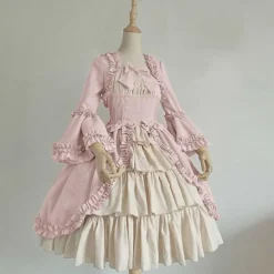 Retro Vintage Gothic Lolita Rococo Dress Trumpet Sleeve Lace Bow Fancy Dress Women's Masquerade Masquerade Party & Evening Carnival of Venice Adults' Dress