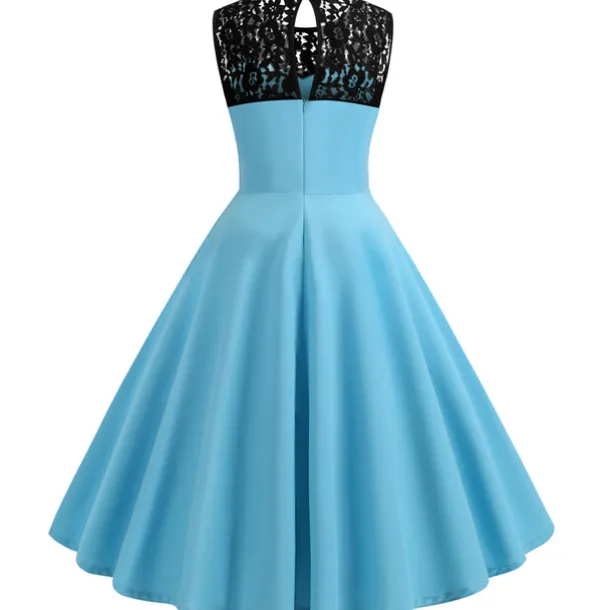 Retro Vintage Hepburn Cocktail Dress Knee Length Dress Flare Dress Normal Sleeveless Jacquard Lace A-Line Round Neck Fancy Dress Women's Carnival New Year Masquerade Casual Dress Adults' Dress All