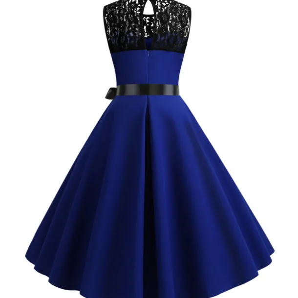 Retro Vintage Hepburn Cocktail Dress Knee Length Dress Flare Dress Normal Sleeveless Jacquard Lace A-Line Round Neck Fancy Dress Women's Carnival New Year Masquerade Casual Dress Adults' Dress All