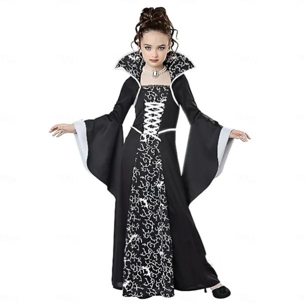 Retro Vintage Medieval Ball Gown Dress Halloween Costumes Witch Fancy Dress Girls' Walpurgis Night Masquerade Party Kid's Dress
