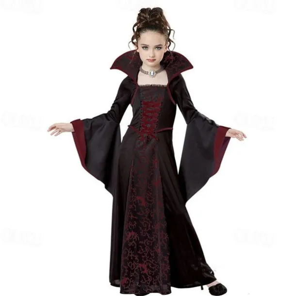 Retro Vintage Medieval Ball Gown Dress Halloween Costumes Witch Fancy Dress Girls' Walpurgis Night Masquerade Party Kid's Dress