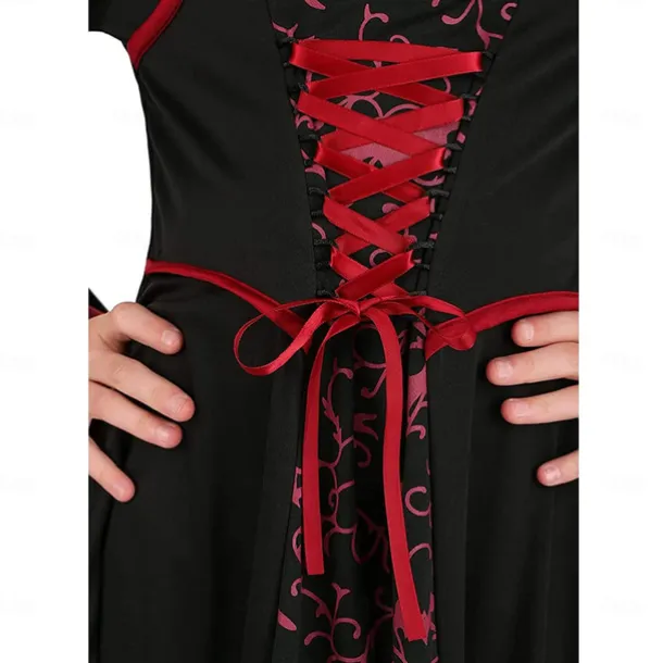 Retro Vintage Medieval Ball Gown Dress Halloween Costumes Witch Fancy Dress Girls' Walpurgis Night Masquerade Party Kid's Dress