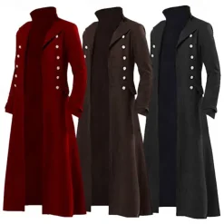 Retro Vintage Medieval Coat Trench Coat Plague Doctor Priest Solid Color Fancy Dress Men's Steampunk Halloween Carnival Masquerade Party / Evening Stage Adults' Coat
