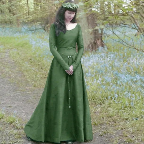 Retro Vintage Medieval Renaissance Dress Tunic Dress Lady Viking Ranger Fancy Dress Women's Celtic Viking Halloween Masquerade Casual Daily LARP Ren Faire Adults' Dress