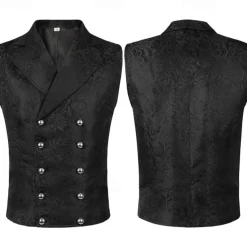 Retro Vintage Medieval Renaissance Coat Waistcoat Prince Knight Ritter Nobleman Jacquard Fancy Dress Men's Steampunk Adults' waistcoat