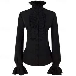 Retro Vintage Medieval Renaissance Blouse / Shirt Princess Vampire Pirate Solid Colored Fancy Dress Women's Pirate Royal Steampunk Masquerade Casual Daily Adults' Blouses