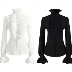 Retro Vintage Medieval Renaissance Blouse / Shirt Princess Vampire Pirate Solid Colored Fancy Dress Women's Pirate Royal Steampunk Masquerade Casual Daily Adults' Blouses