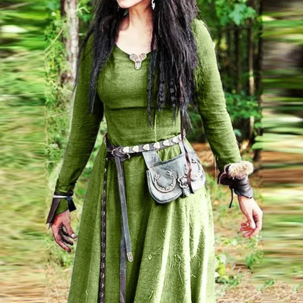 Retro Vintage Medieval Renaissance Dress Cosplay Costume Tunic Dress Viking Ranger Elven Fancy Dress Women's Celtic Viking Halloween Carnival Masquerade Performance Halloween LARP Adults' Dress All