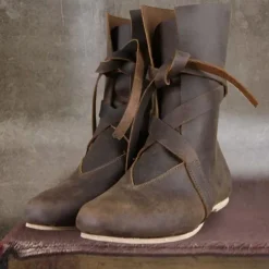 Retro Vintage Medieval Renaissance Shoes Flat Jazz Boots Turn Shoes Pirate Viking Ranger Fancy Dress Men's Women's Unisex Celtic Pirate Halloween Masquerade Party / Evening LARP Ren Faire Adults'