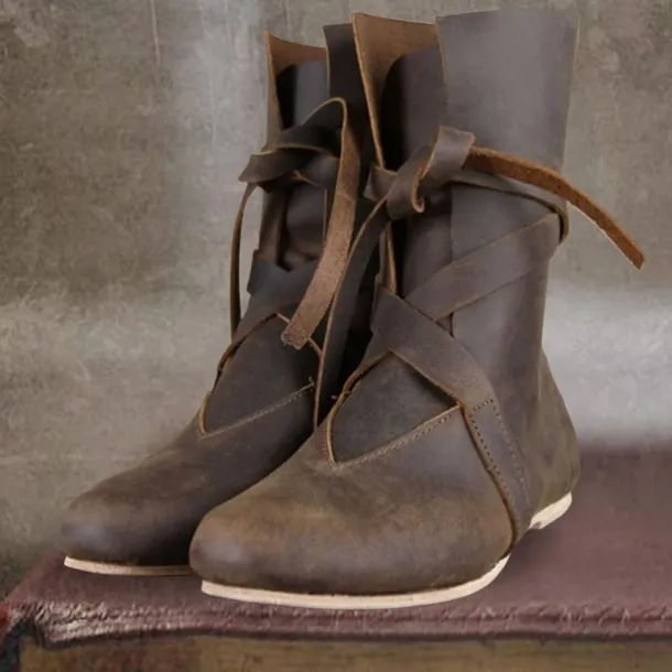 Retro Vintage Medieval Renaissance Shoes Flat Jazz Boots Turn Shoes Pirate Viking Ranger Fancy Dress Men's Women's Unisex Celtic Pirate Halloween Masquerade Party / Evening LARP Ren Faire Adults'