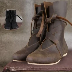 Retro Vintage Medieval Renaissance Shoes Flat Jazz Boots Turn Shoes Pirate Viking Ranger Fancy Dress Men's Women's Unisex Celtic Pirate Halloween Masquerade Party / Evening LARP Ren Faire Adults'