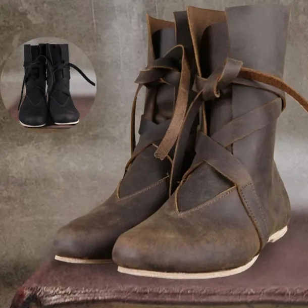 Retro Vintage Medieval Renaissance Shoes Flat Jazz Boots Turn Shoes Pirate Viking Ranger Fancy Dress Men's Women's Unisex Celtic Pirate Halloween Masquerade Party / Evening LARP Ren Faire Adults'