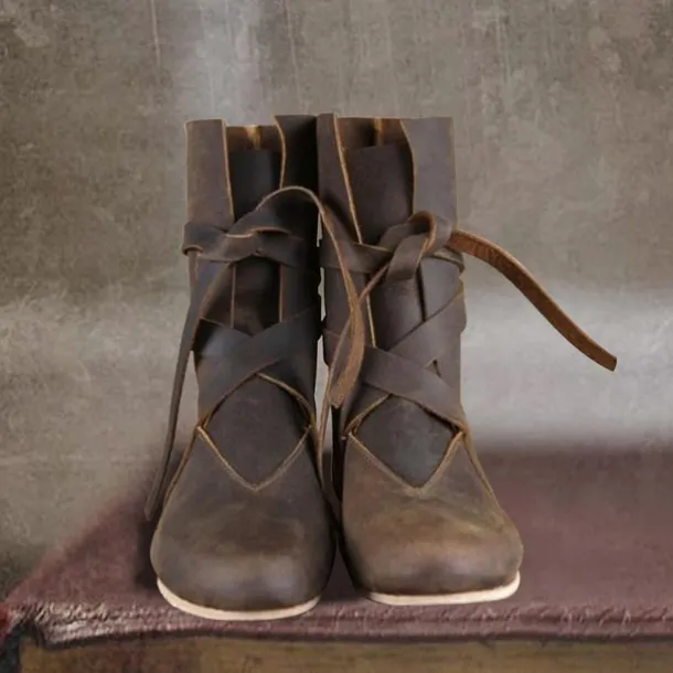 Retro Vintage Medieval Renaissance Shoes Flat Jazz Boots Turn Shoes Pirate Viking Ranger Fancy Dress Men's Women's Unisex Celtic Pirate Halloween Masquerade Party / Evening LARP Ren Faire Adults'