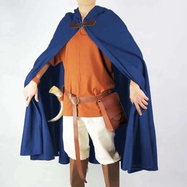 Retro Vintage Medieval 17th Century Cape Cloak Knight Ritter Viking Outlander Archery Fancy Dress Men's Celtic Viking Fantasy Masquerade Party / Evening Adults Cloak