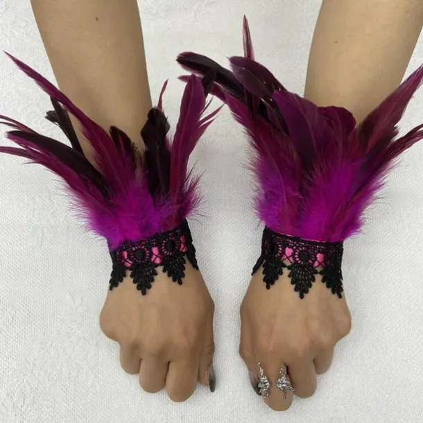 Retro Vintage Punk & Gothic Gloves Feather Lace Witch Maleficent Lace Fancy Dress Women's Fantasy Steampunk Walpurgis Night Masquerade Party / Evening Adults' Gloves