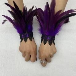 Retro Vintage Punk & Gothic Gloves Feather Lace Witch Maleficent Lace Fancy Dress Women's Fantasy Steampunk Walpurgis Night Masquerade Party / Evening Adults' Gloves