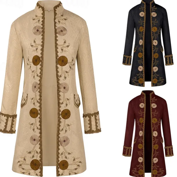 Retro Vintage Punk & Gothic Medieval Coat Cosplay Costume Tuxedo Vampire Gentleman Fancy Dress Men's Pirate Royal Steampunk Halloween Carnival Masquerade Event / Party Adults' Coat