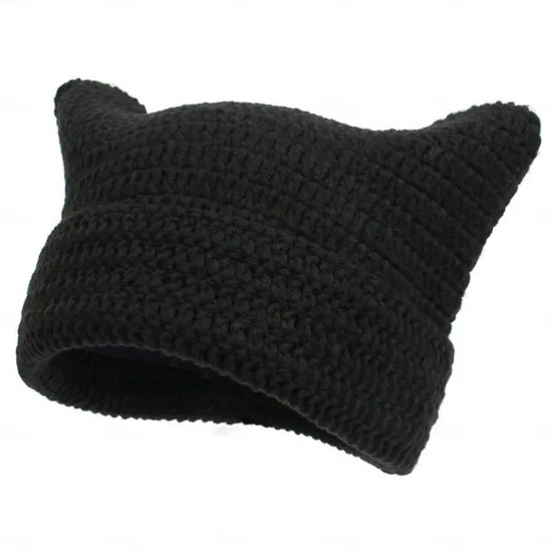 Retro Vintage Punk & Gothic Y2K Hat Striped Beanie Normal Cat Little Devil Horn Stripes Fancy Dress Men's Women's Halloween Carnival Masquerade Event / Party Festival Teen Adults' Hat Fall & Winter
