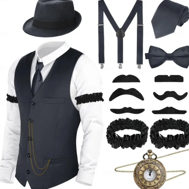 Retro Vintage Roaring 20s 1920s Outfits Vest Waistcoat The Great Gatsby Charleston Gentleman Fashion Fancy Dress Men's Christmas Halloween Carnival Prom Bachelorette Party Festival Adults' Vest More