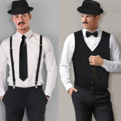 Retro Vintage Roaring 20s 1920s Outfits Vest Waistcoat The Great Gatsby Charleston Gentleman Fashion Fancy Dress Men's Christmas Halloween Carnival Prom Bachelorette Party Festival Adults' Vest More