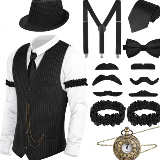 Retro Vintage Roaring 20s 1920s Outfits Vest Waistcoat The Great Gatsby Charleston Gentleman Fashion Fancy Dress Men's Christmas Halloween Carnival Prom Bachelorette Party Festival Adults' Vest More
