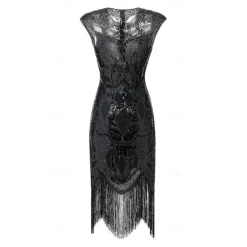 Retro Vintage Roaring 20s 1920s Flapper Dress Dress Masquerade The Great Gatsby Wedding Guest Sequins Tassel Fringe Fancy Dress Women's Masquerade Wedding Wedding Guest Party / Evening Adults' Dress