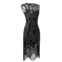 Retro Vintage Roaring 20s 1920s Flapper Dress Dress Masquerade The Great Gatsby Wedding Guest Sequins Tassel Fringe Fancy Dress Women's Masquerade Wedding Wedding Guest Party / Evening Adults' Dress
