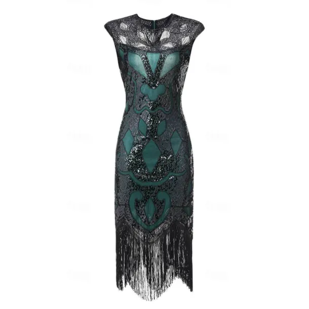 Retro Vintage Roaring 20s 1920s Flapper Dress Dress Masquerade The Great Gatsby Wedding Guest Sequins Tassel Fringe Fancy Dress Women's Masquerade Wedding Wedding Guest Party / Evening Adults' Dress