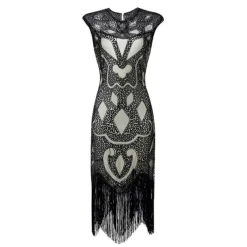 Retro Vintage Roaring 20s 1920s Flapper Dress Dress Masquerade The Great Gatsby Wedding Guest Sequins Tassel Fringe Fancy Dress Women's Masquerade Wedding Wedding Guest Party / Evening Adults' Dress