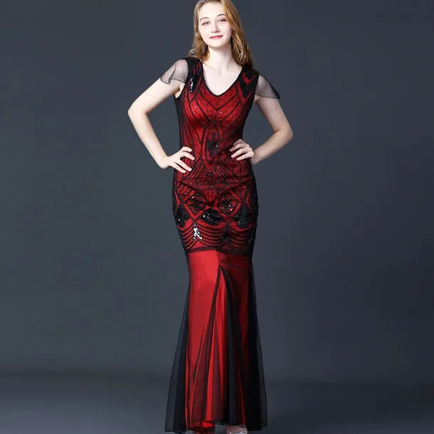 Retro Vintage Roaring 20s 1920s Flapper Dress Dress Masquerade The Great Gatsby Wedding Guest Sequins Fancy Dress Women's Masquerade Wedding Wedding Guest Party / Evening Adults' Dress Homecoming