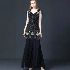 Retro Vintage Roaring 20s 1920s Flapper Dress Dress Masquerade The Great Gatsby Wedding Guest Sequins Fancy Dress Women's Masquerade Wedding Wedding Guest Party / Evening Adults' Dress Homecoming