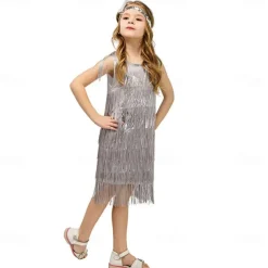 Retro Vintage Roaring 20s 1920s Flapper Dress Dress Wedding Guest Tassel Fringe Fancy Dress Girls' Carnival Masquerade Performance Party / Evening Wedding Reception Kid's Dress Homecoming Dresses