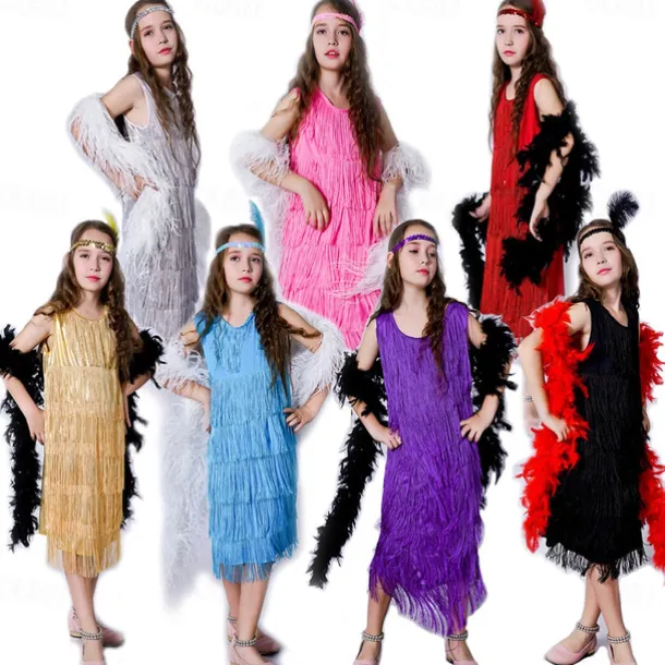 Retro Vintage Roaring 20s 1920s Flapper Dress Dress Wedding Guest Tassel Fringe Fancy Dress Girls' Carnival Masquerade Performance Party / Evening Wedding Reception Kid's Dress Homecoming Dresses