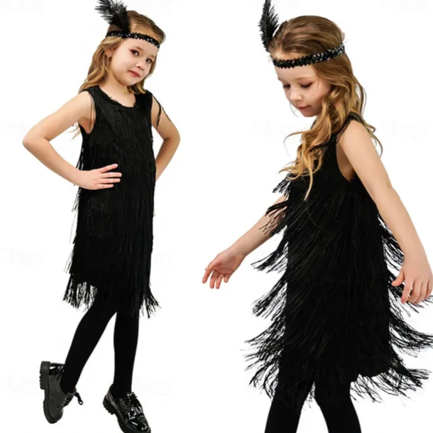 Retro Vintage Roaring 20s 1920s Flapper Dress Dress Wedding Guest Tassel Fringe Fancy Dress Girls' Carnival Masquerade Performance Party / Evening Wedding Reception Kid's Dress Homecoming Dresses