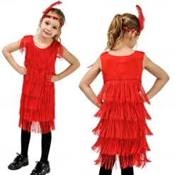 Retro Vintage Roaring 20s 1920s Flapper Dress Dress Wedding Guest Tassel Fringe Fancy Dress Girls' Carnival Masquerade Performance Party / Evening Wedding Reception Kid's Dress Homecoming Dresses