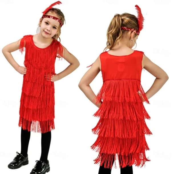 Retro Vintage Roaring 20s 1920s Flapper Dress Dress Wedding Guest Tassel Fringe Fancy Dress Girls' Carnival Masquerade Performance Party / Evening Wedding Reception Kid's Dress Homecoming Dresses
