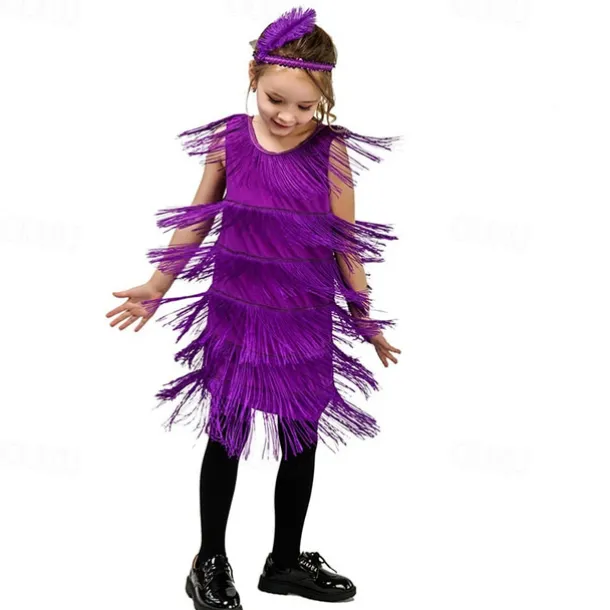 Retro Vintage Roaring 20s 1920s Flapper Dress Dress Wedding Guest Tassel Fringe Fancy Dress Girls' Carnival Masquerade Performance Party / Evening Wedding Reception Kid's Dress Homecoming Dresses