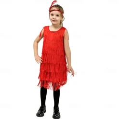 Retro Vintage Roaring 20s 1920s Flapper Dress Dress Wedding Guest Tassel Fringe Fancy Dress Girls' Carnival Masquerade Performance Party / Evening Wedding Reception Kid's Dress Homecoming Dresses